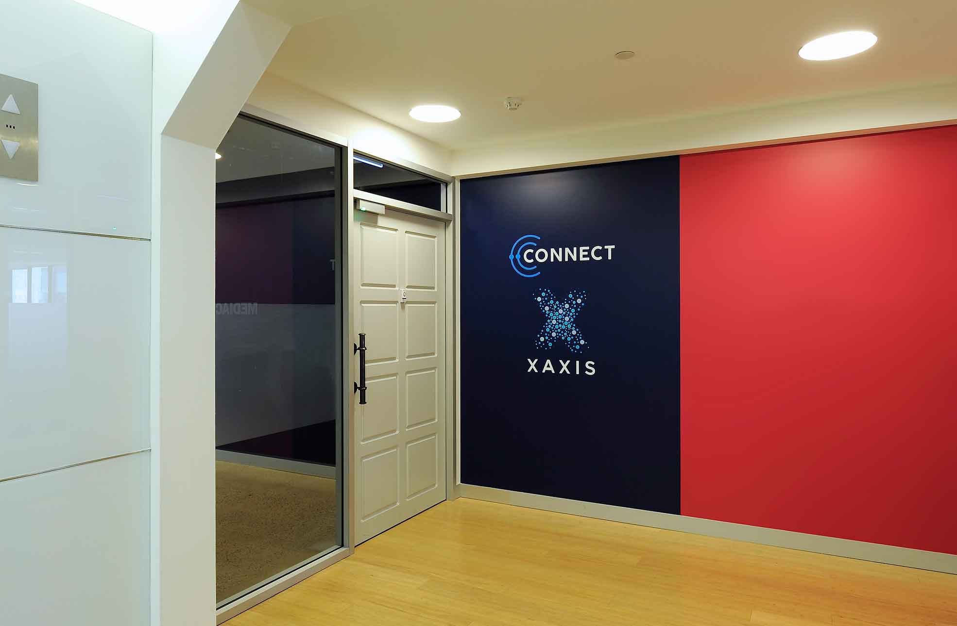Refurbished office with corporate branding